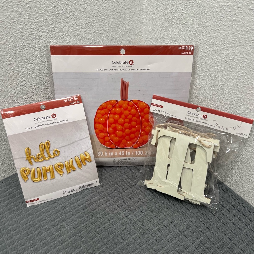 Thanksgiving Autumn Fall Party Decor Balloons Banner Lot